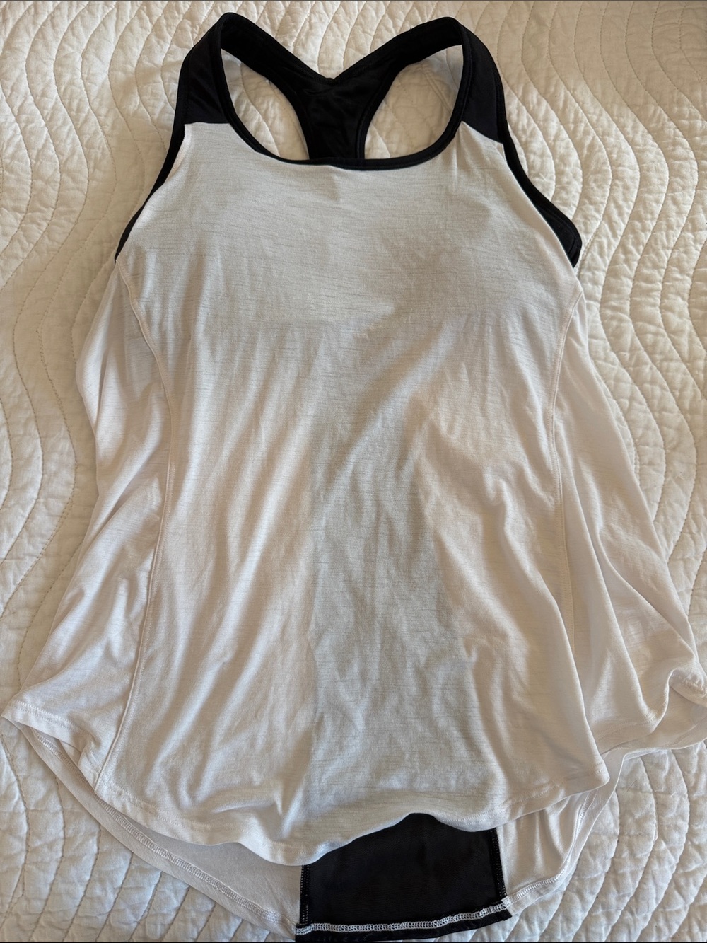 Athleta White Bra Tank with Black Racerback Trim